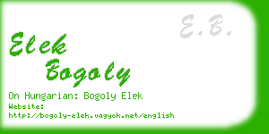 elek bogoly business card